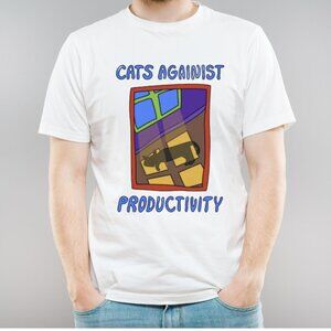 Cats Against Productivity T-Shirt, Funny Cat T-Shirt, Lazy Joke T-Shirt